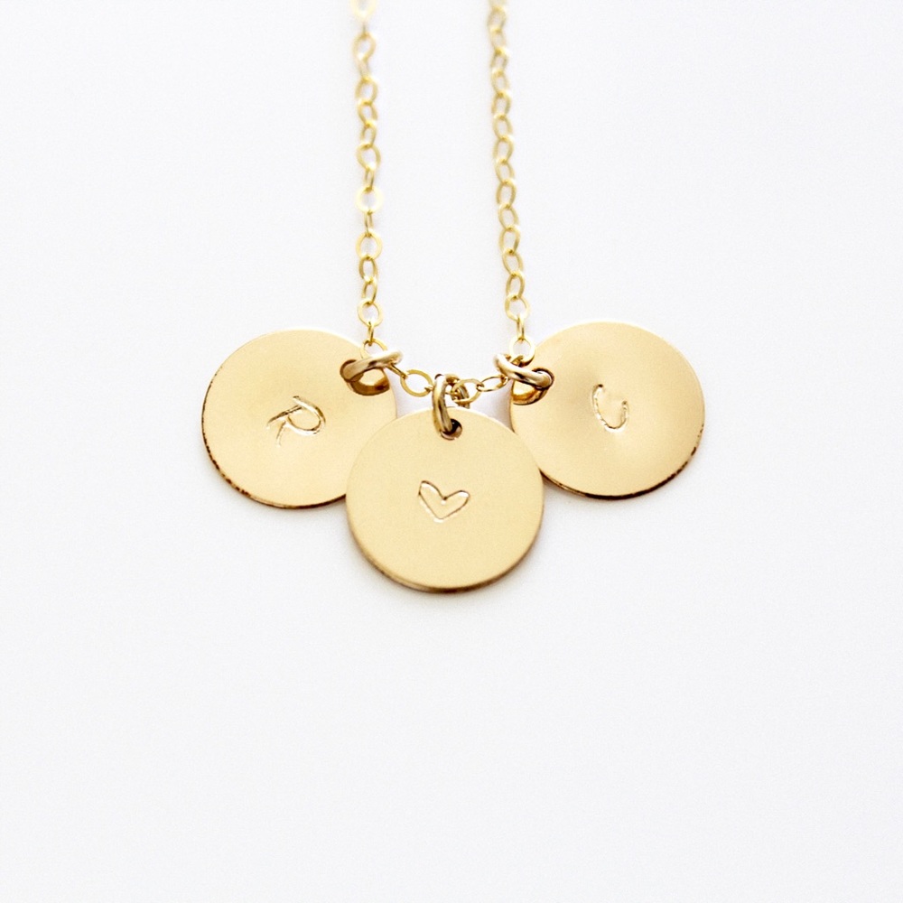 Personalized Initials Necklace, 3 Discs.